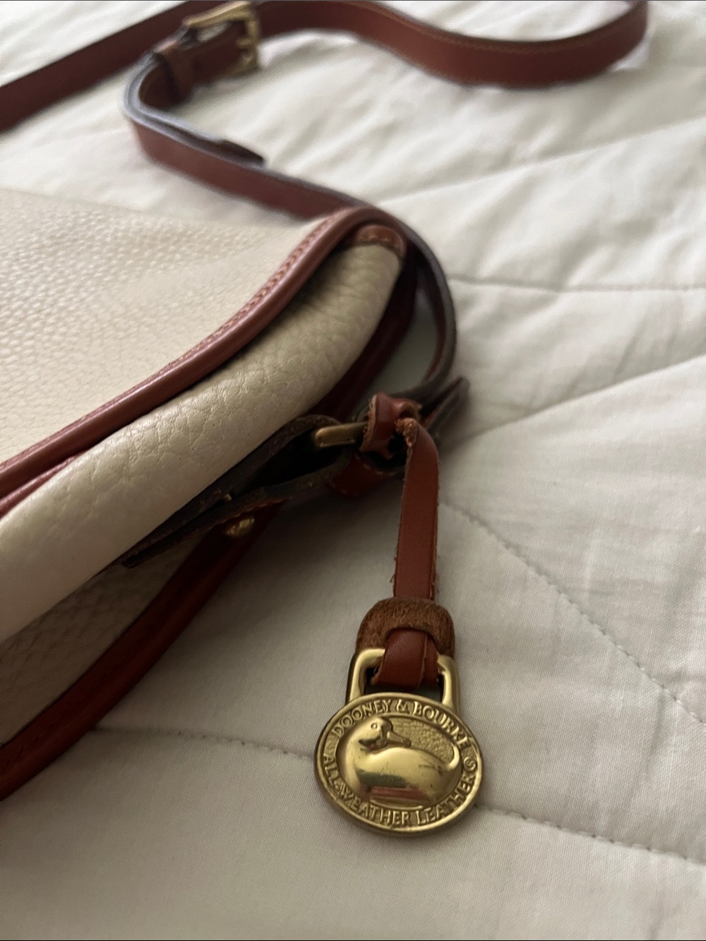 DOONEY & BOURKE Vintage 90's Cavalry Trooper Bag ivory / brown - Picture 4 of 16